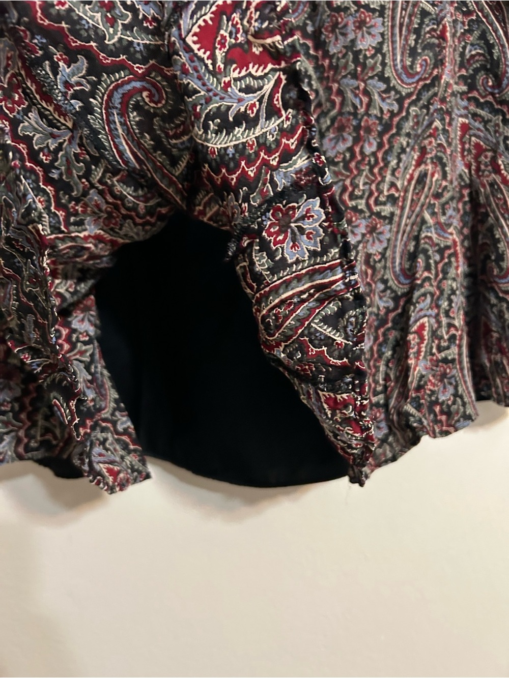 VTG Silk Paisley Midi Skirt Ruffle Fairy Grunge Earthy Boho Festival - Picture 3 of 7